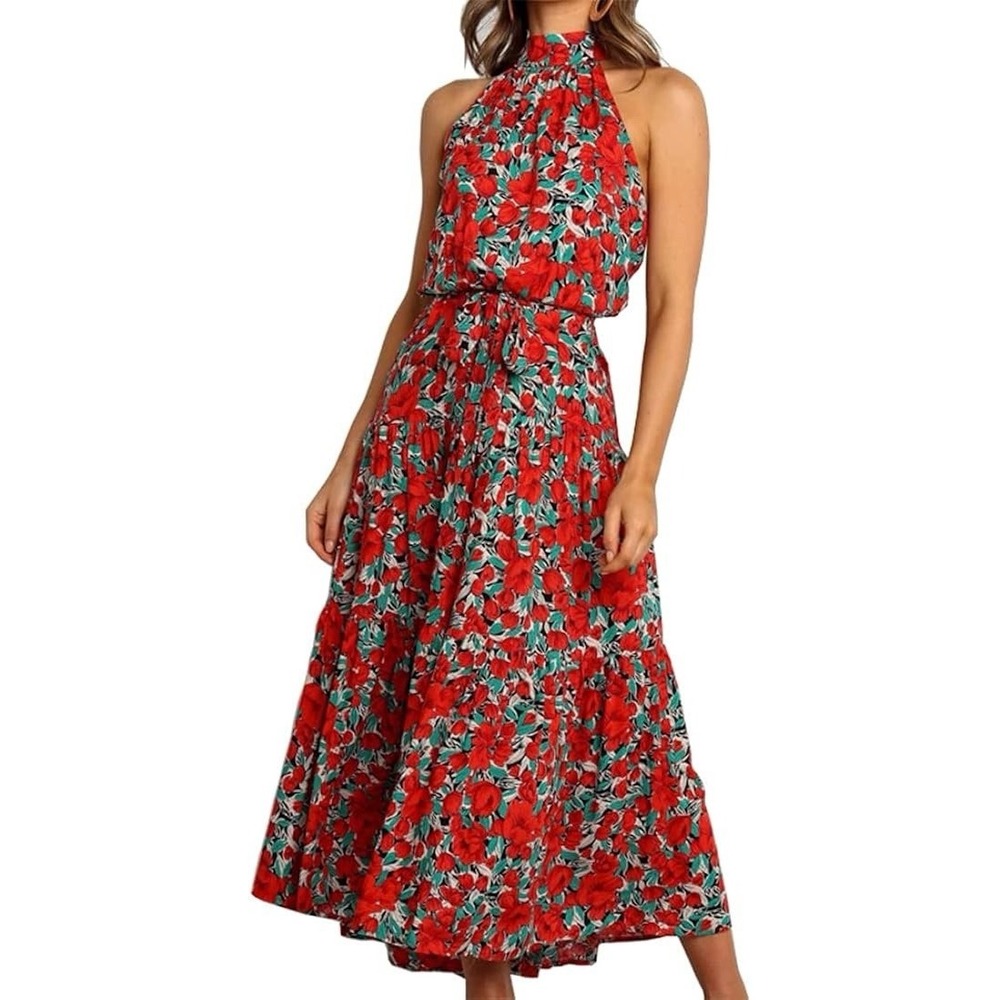 Women‎ Floral Ecowish Sleeveless Elastic Drop Waist Summer Outdoor Casual Dress